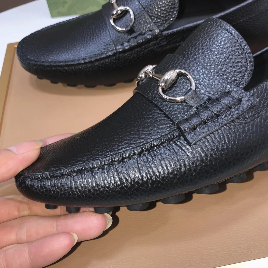 Men's Men's Shoes💰420💰[Gucci GUCCI] (High-end Niuli) New 🍀Gucci*-Gucci Peas Shoes! Made of imported original cowhide, the inner top layer is comfortable cowhide lining! Original wear-resistant rubber outsole! High quality products! Code number 38-44!